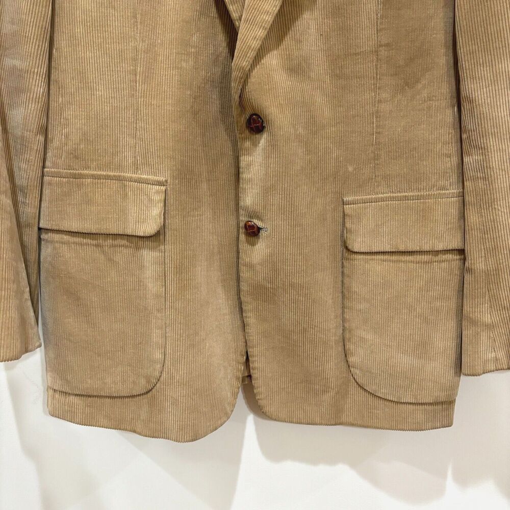 VTG Joe Namath Corduroy Blazer Men 42R 2-Button Camel Tan Classic Retro Academia - Picture 3 of 14
